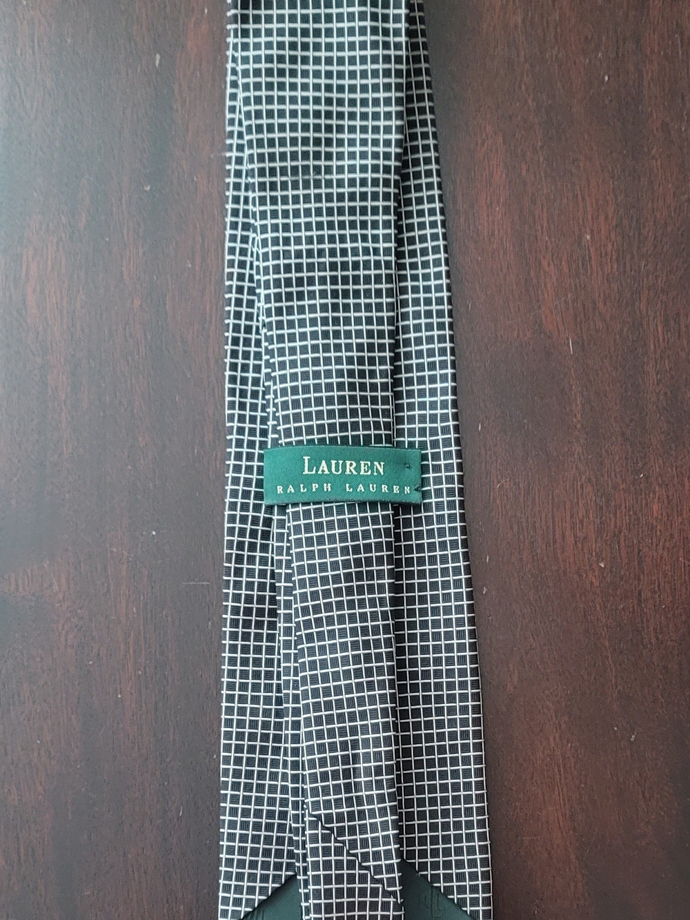 Ralph Lauren Black and White Windowpane Silk Tie